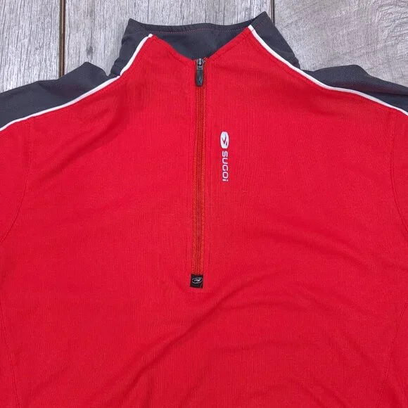 Sugoi Neo 1/4 Zip Cycling Running Jersey Mens Medium Red Short Sleeve Stretch - Picture 3 of 6